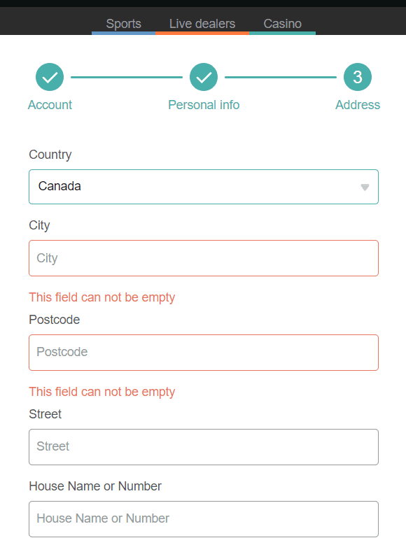Conquestador registration: step 3