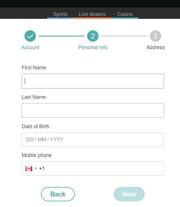 Conquestador registration: step 2