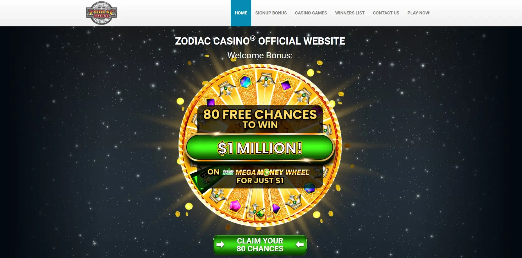 Zodiac Casino Main Page