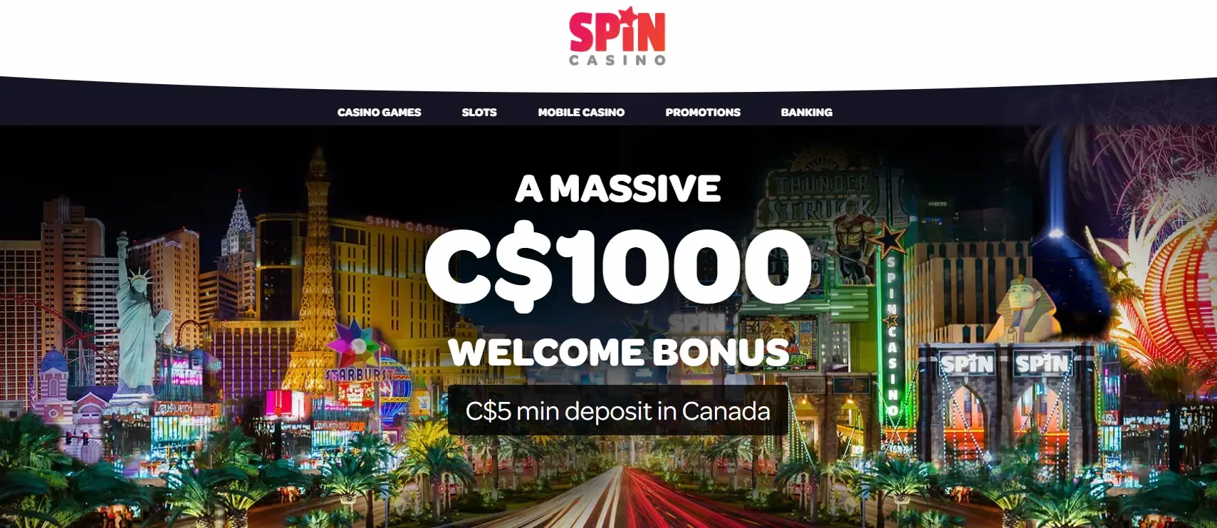 Spin Casino 5 dollar bonus offer