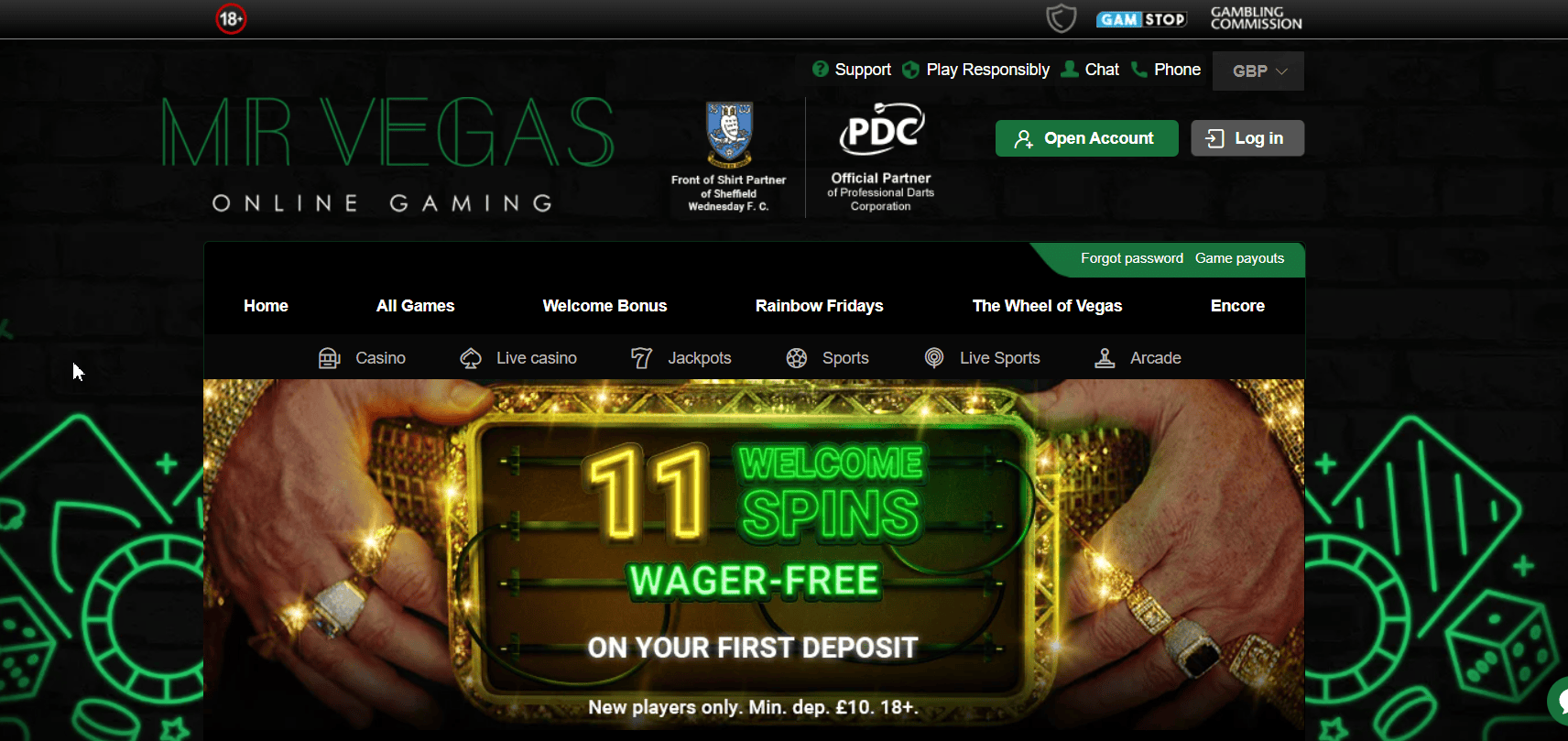 Mr Vegas casino no wagering free spins UK 11 spins Pink Elephants 2 bonus