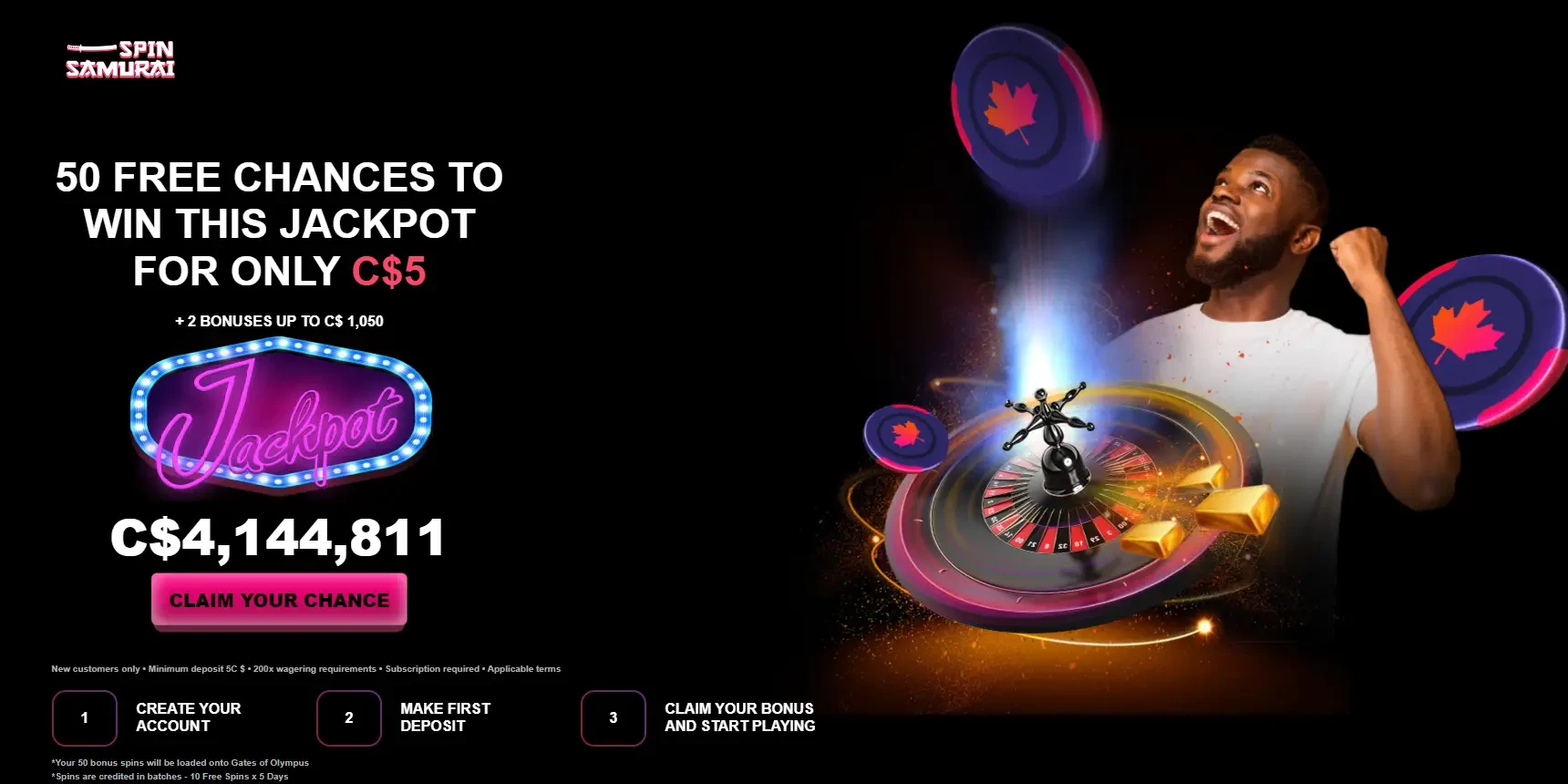 Spin Samurai $5 Deposit Casino Bonus