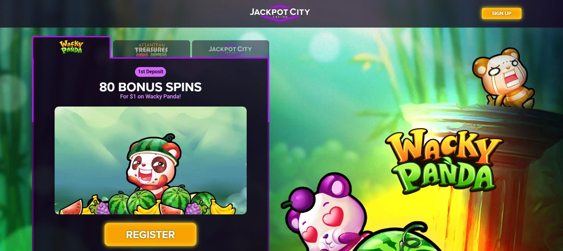 Jackpot City Casino promo image for $1 deposit bonus