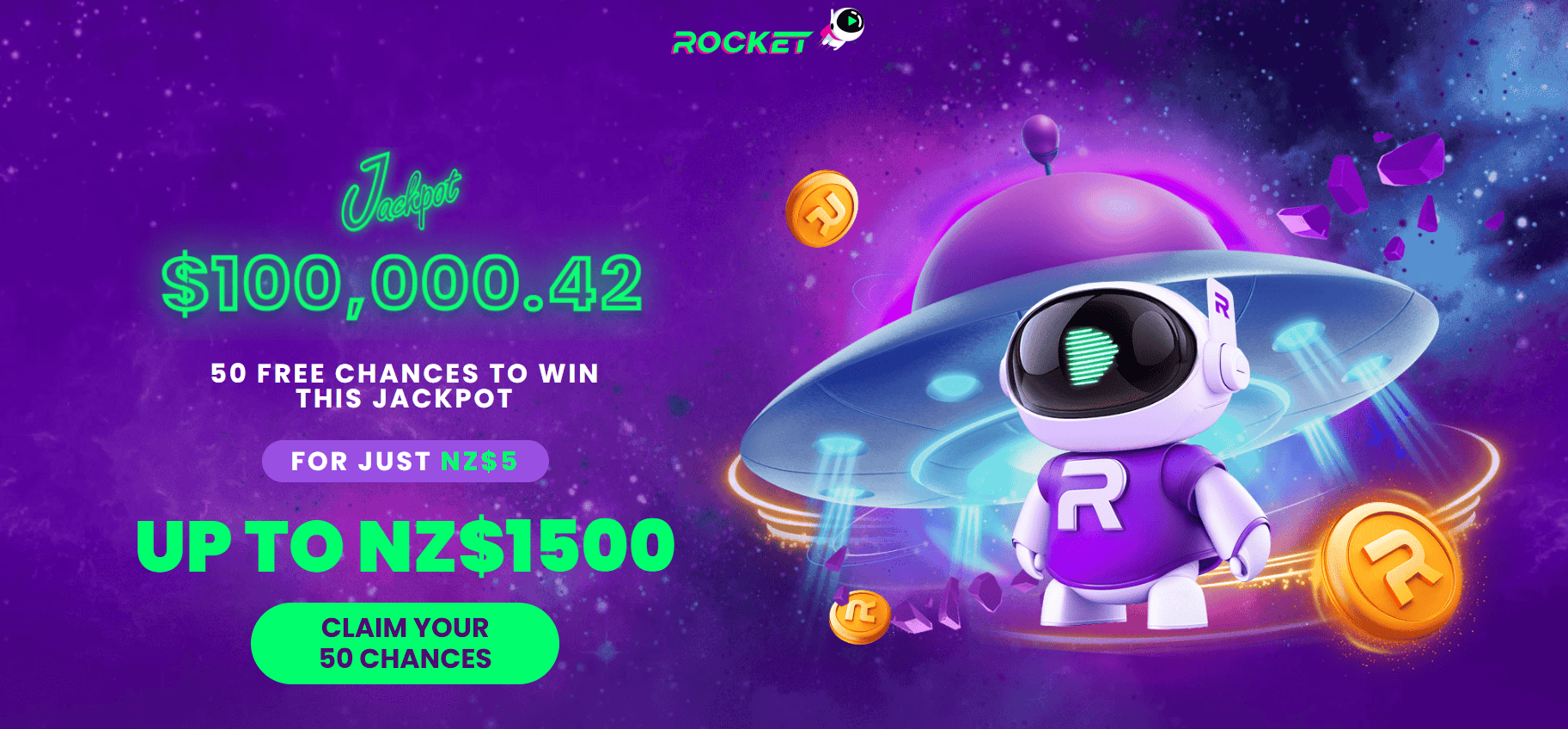Rocket Casino NZ $5 Bonus