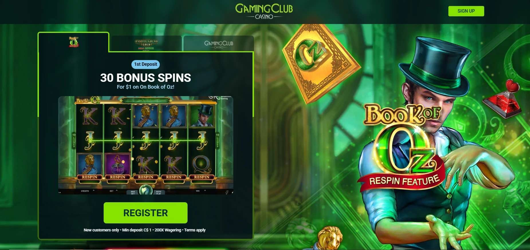 Gaming Club $1 Deposit Bonus promotion
