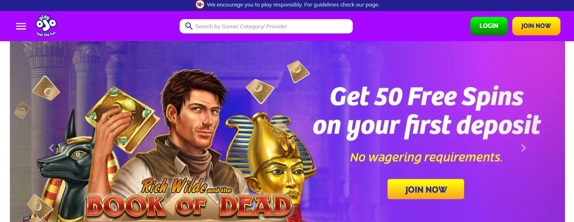 Play Ojo NZ Online Casino Main Page