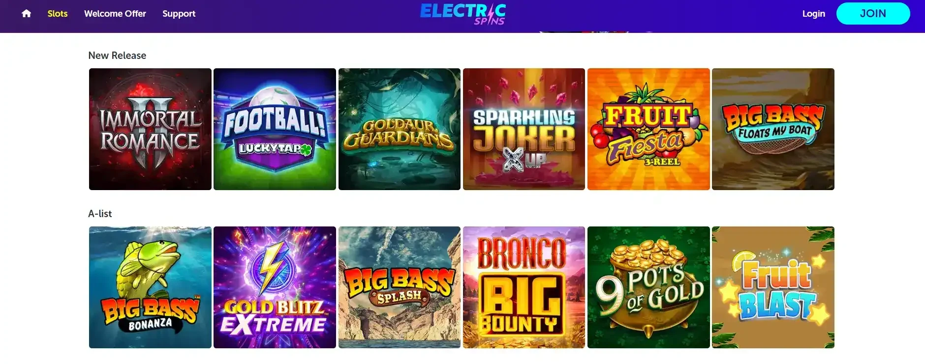 Electric Spins Game Section