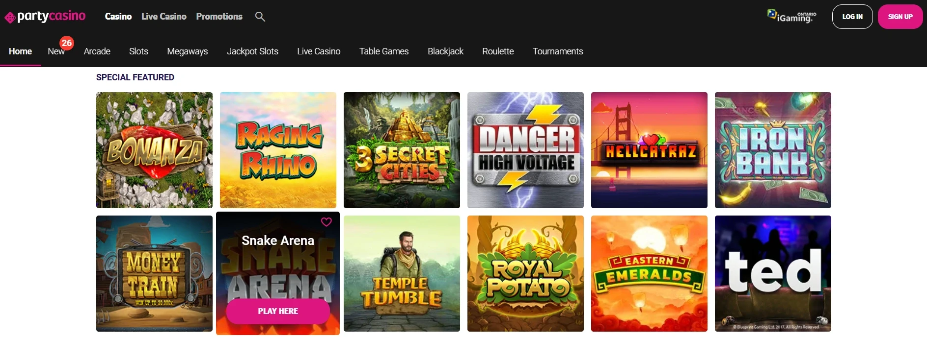 Party Casino Ontario Main Page