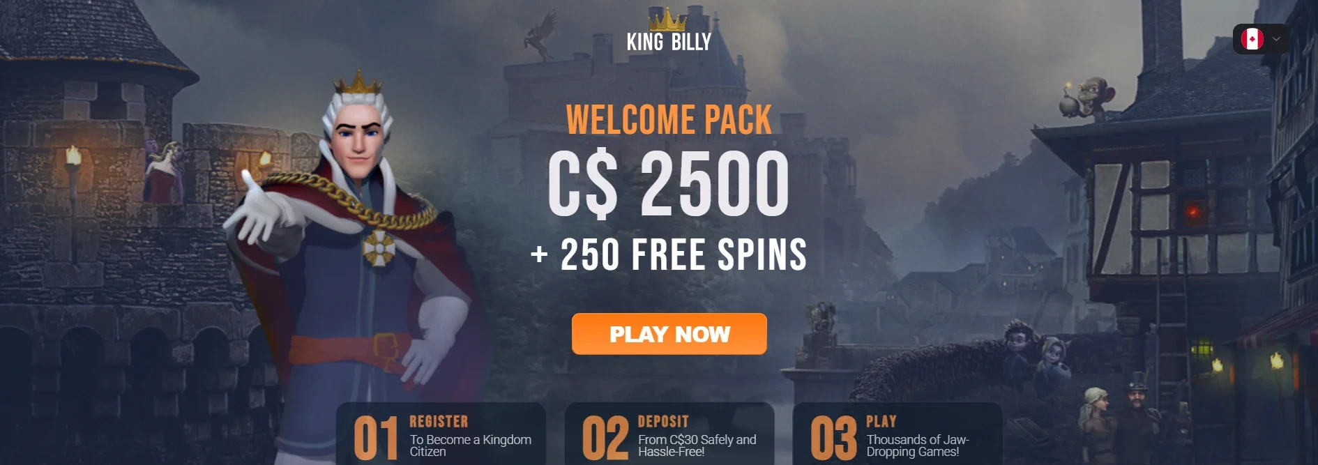 KingBilly Online Casino Main Page