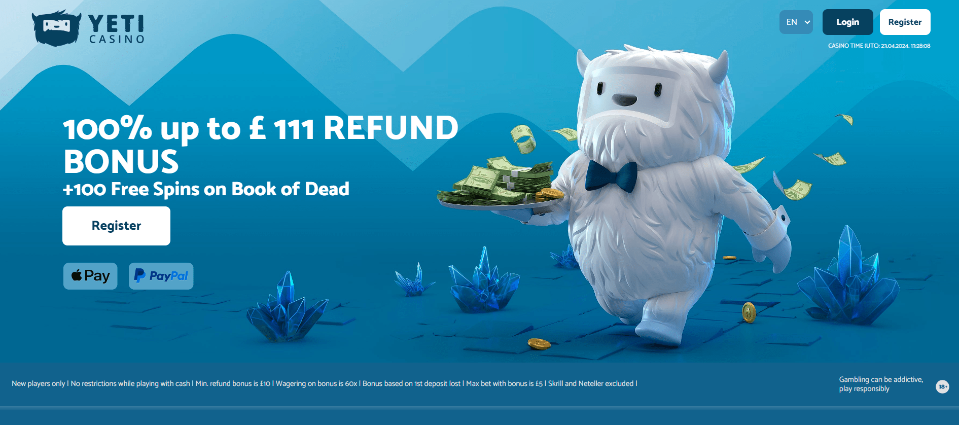 Yeti Casino £20 Deposit Casino Main Page