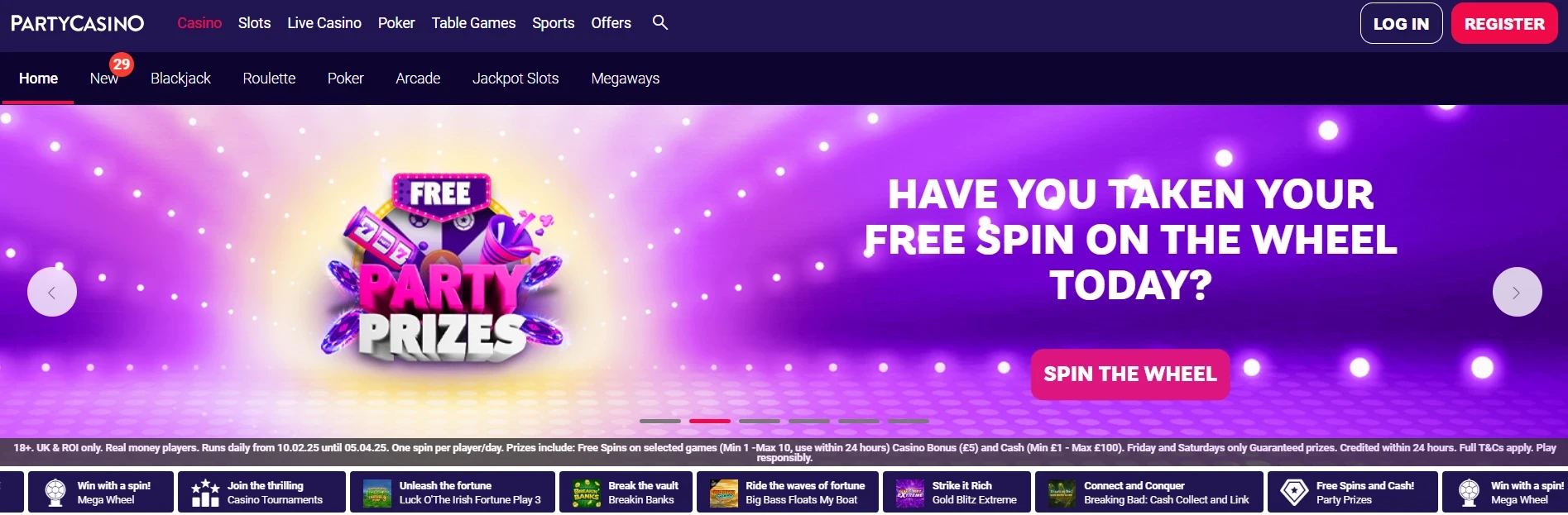 Party Casino UK - Main Page