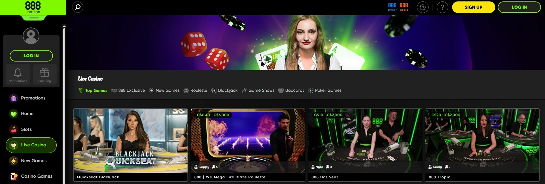888 Live Casino Canada
