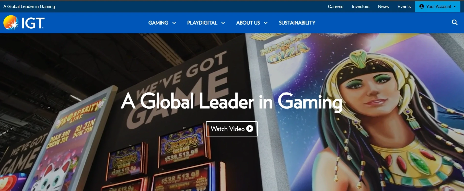 International Game Technology Website main page