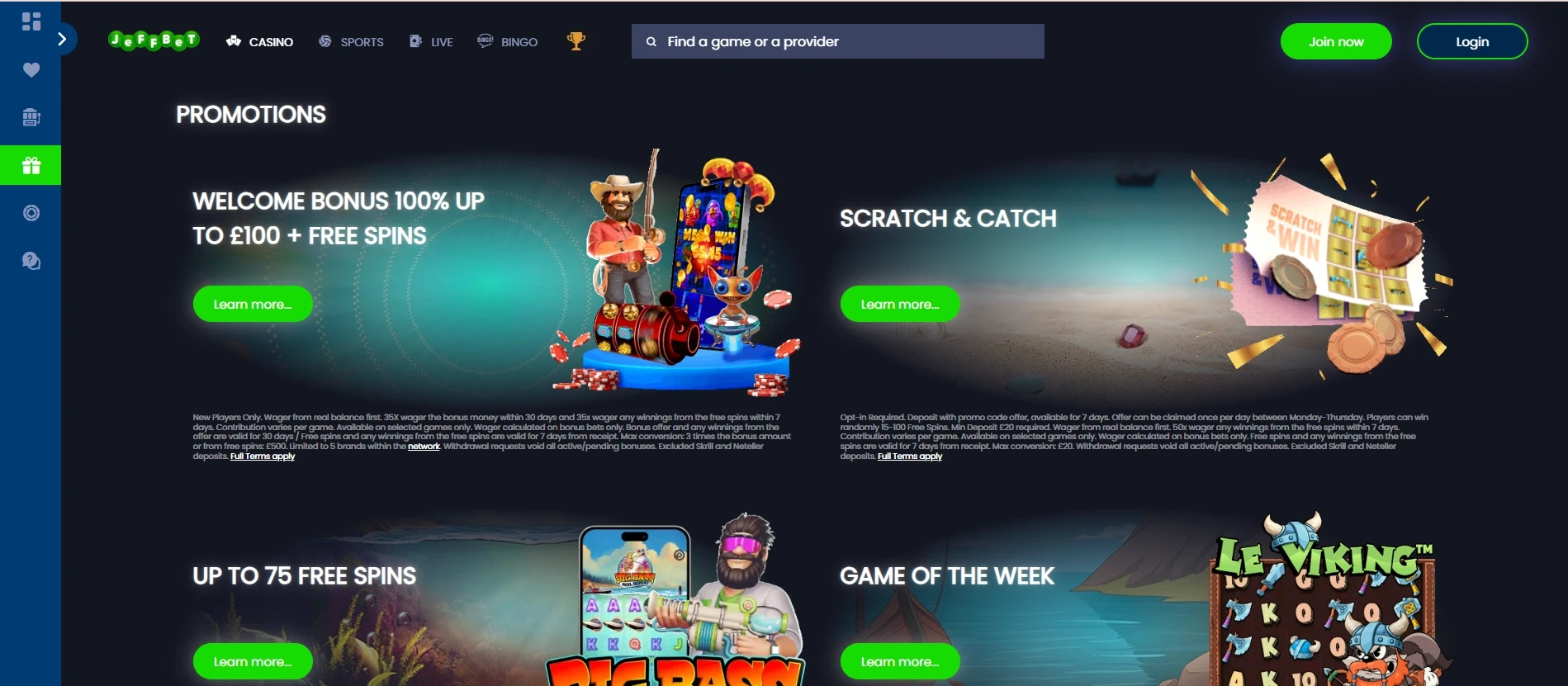 Jeff Bet Casino Section