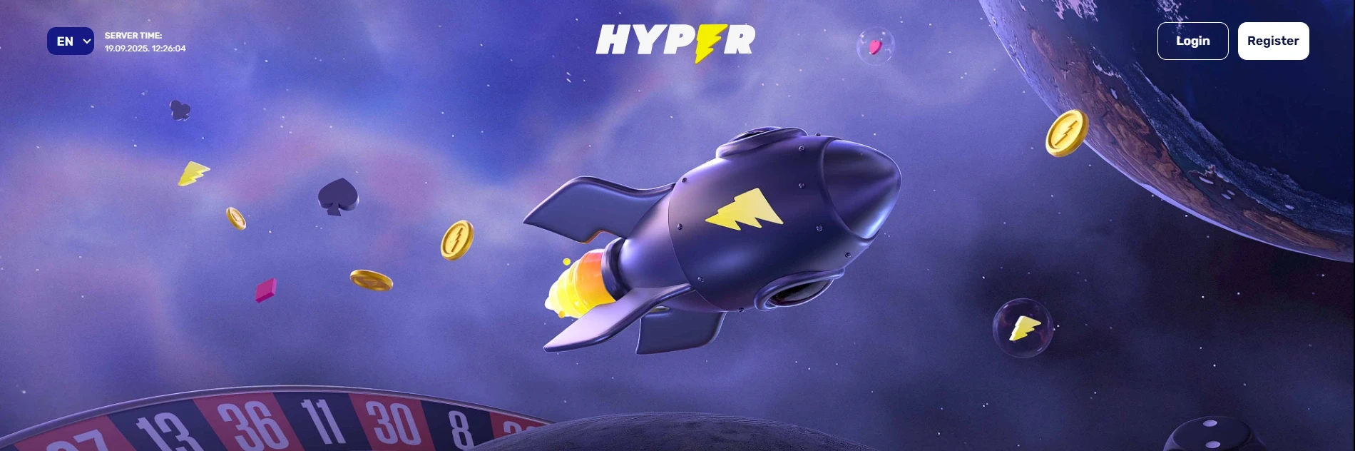 Hyper Casino UK main page