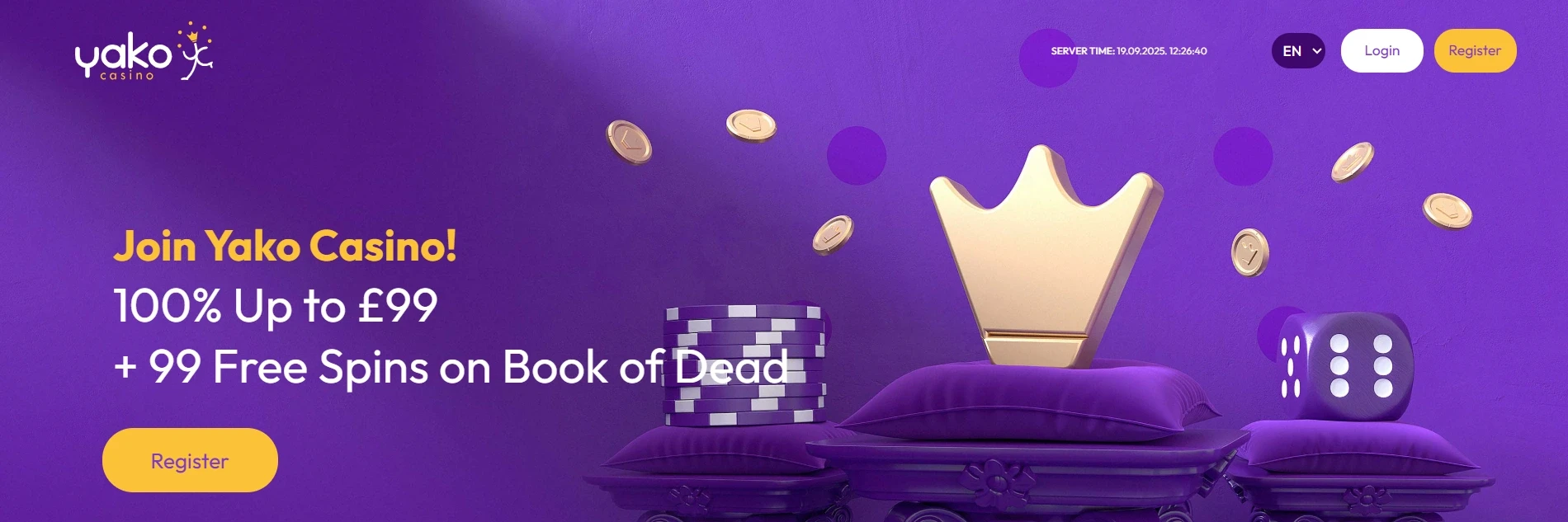 Yako Casino UK main page