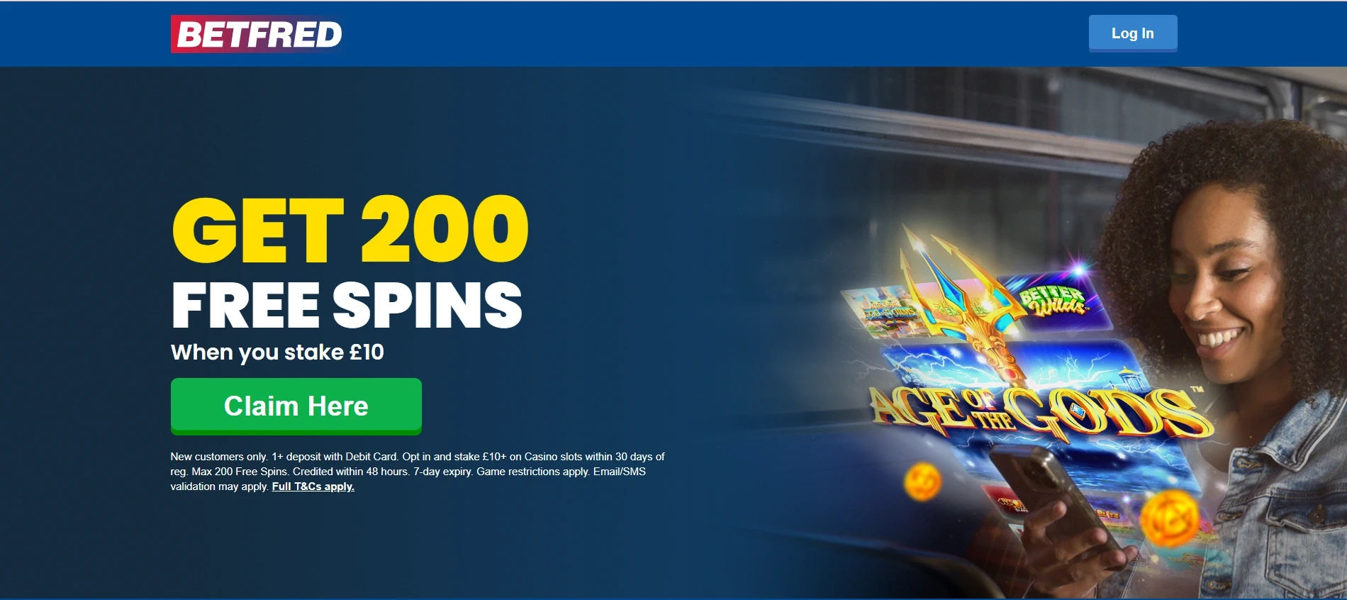 Betfred Casino UK promotion – get 200 free spins when staking £10