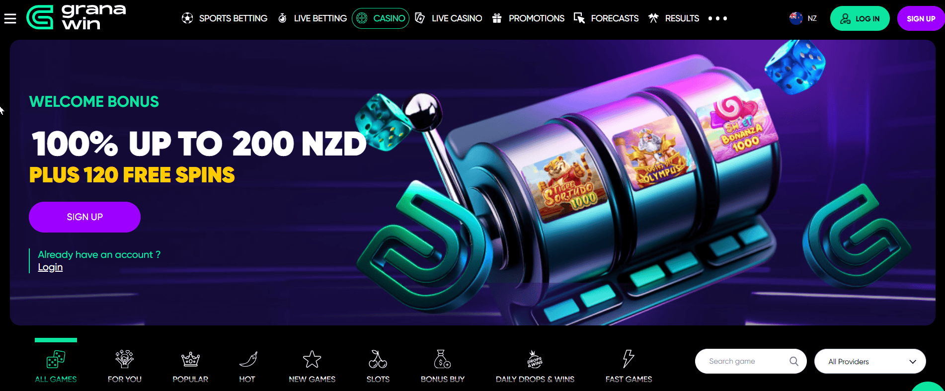 Granawin Casino Main Page