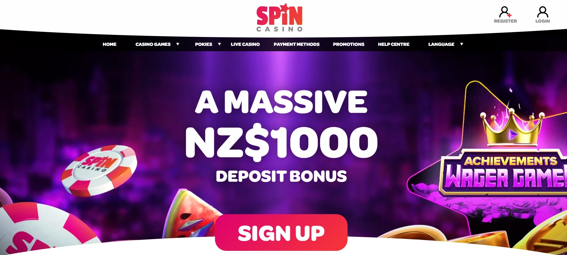 Spin Casino Main Page