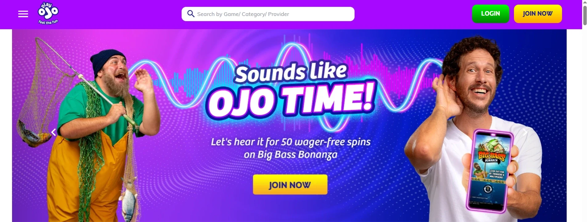 Play Ojo Casino Canada Main Page