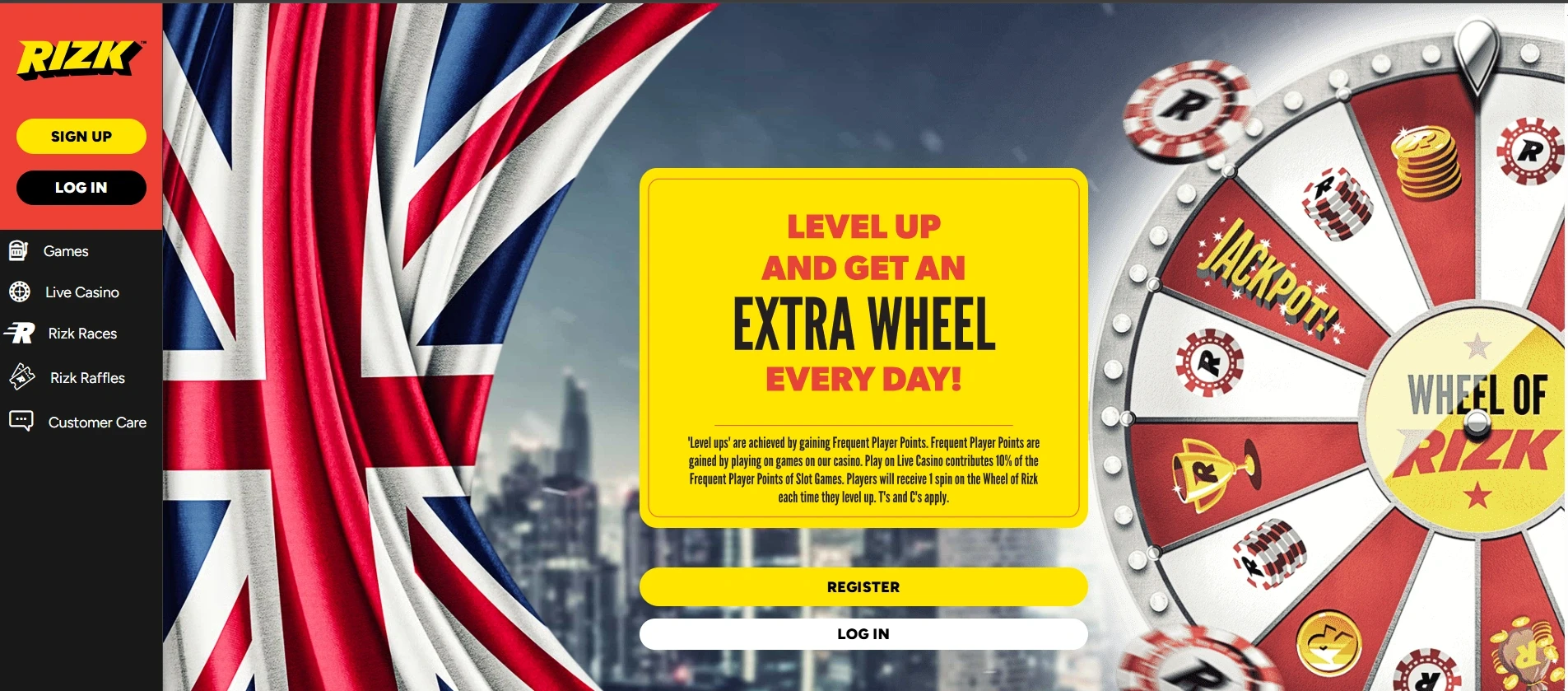 Rizk Casino UK main Page