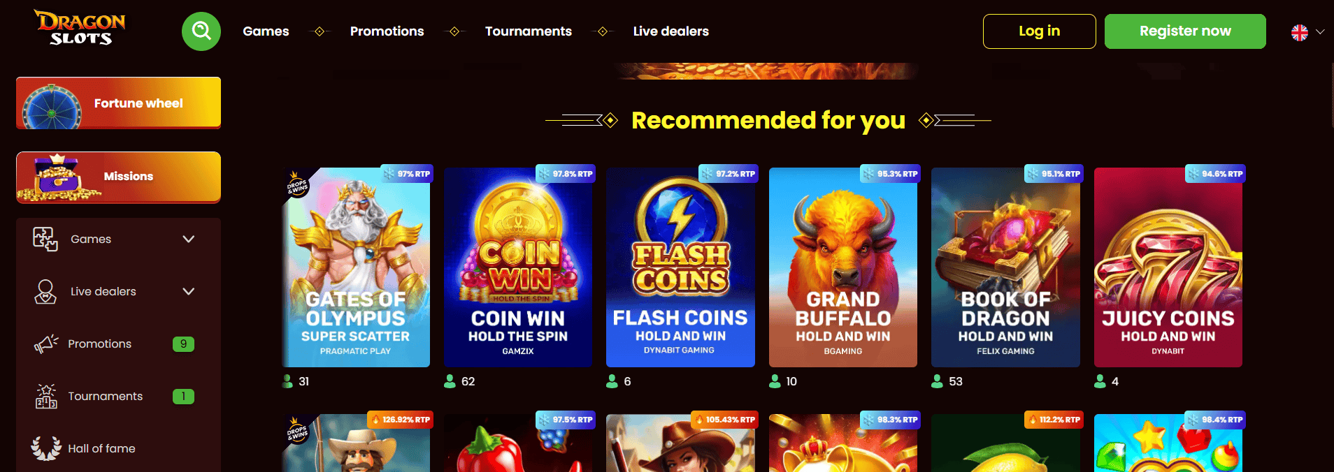 DragonSlot Casino Mainpage