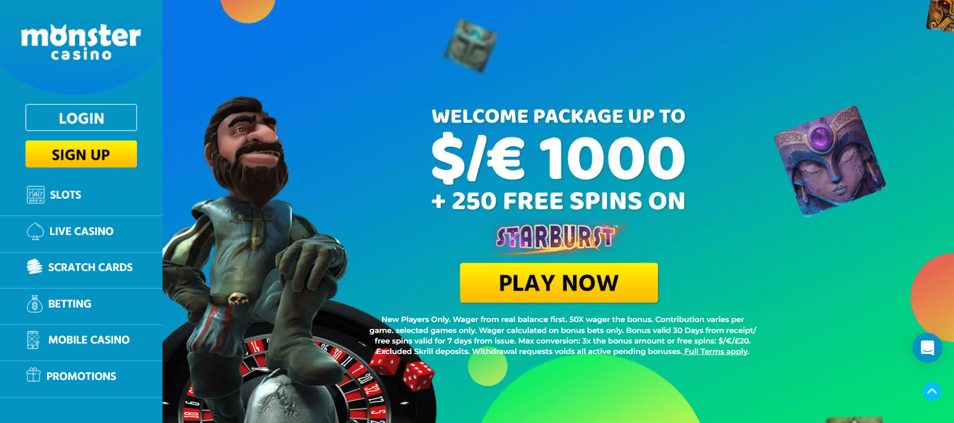 Monster Casino £20 minimum Deposit Casino Main Page
