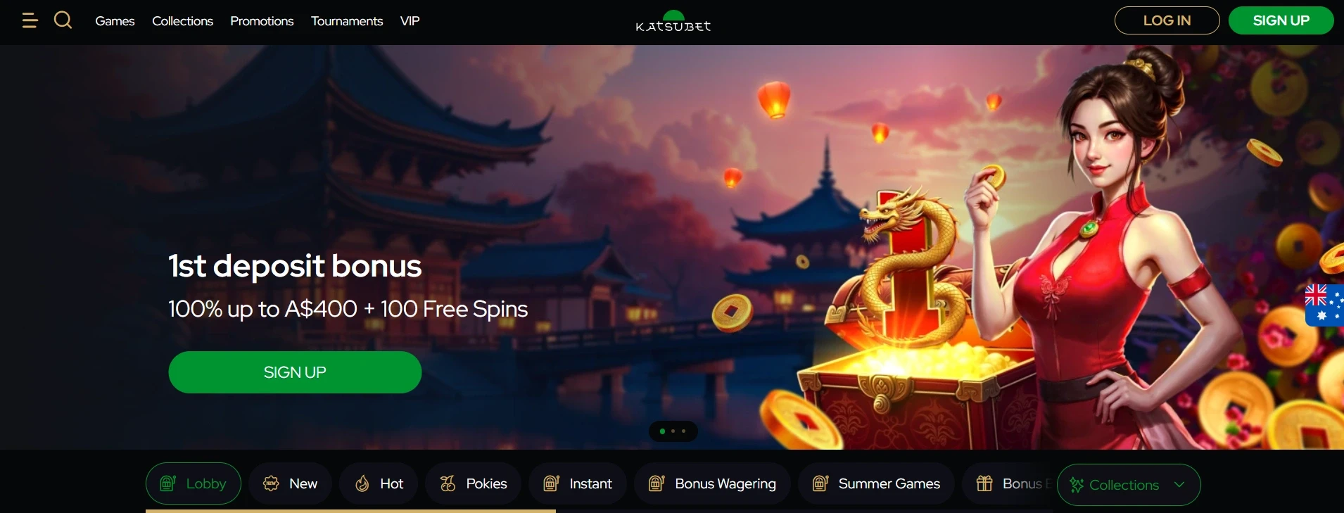 Katsubet Kasino AU main Page