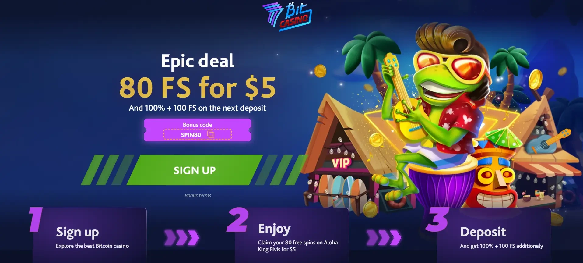 7Bit Casino $5 Deposit Bonus - Promo IMG