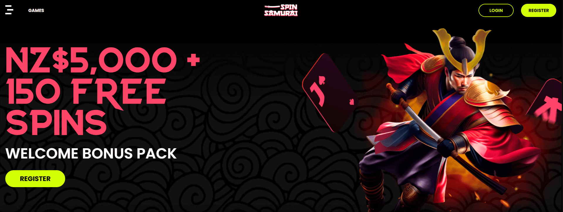 Spin Samurai NZ Online Casino Main page