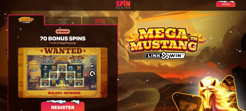 70 Free Spins on Mega Mustang - Spin Casino Offer
