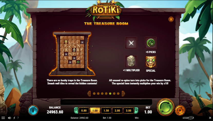 The treasure room feature screen