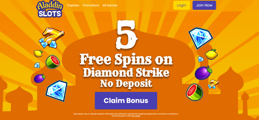 Aladdin Slots 5 Free Spins No Deposit Casino Offer