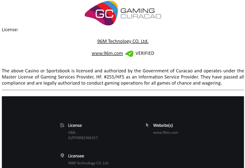 96M Casino license