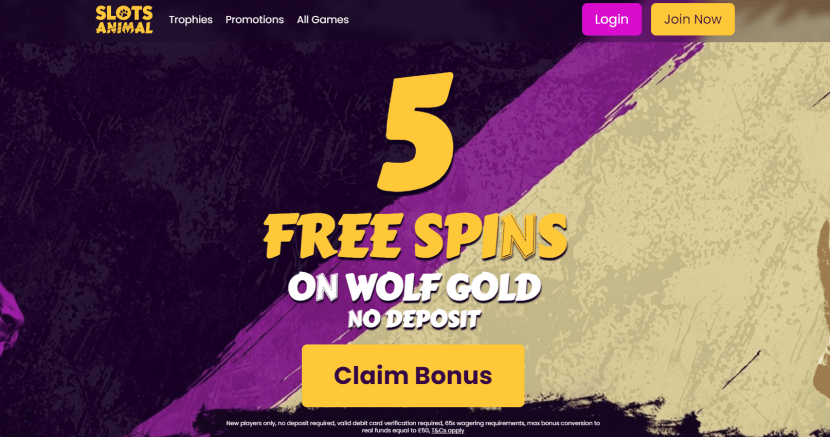Slots Animal 5 Free Spins No Deposit Offer