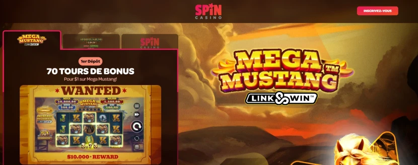 Image du package bonus pour un dépôt minimum de 2 $ au casino en ligne Spin